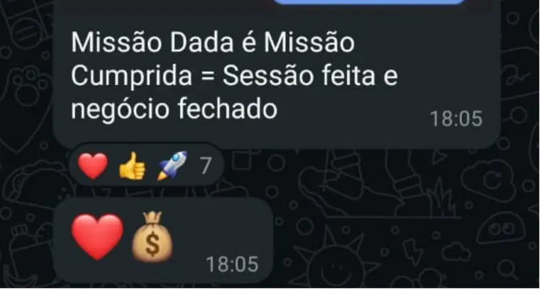Print real de aluna com resultado tangível na TRILHA — 05